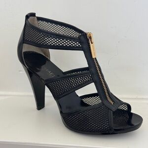 Michael Kors Black Mesh Heels with Gold Accent